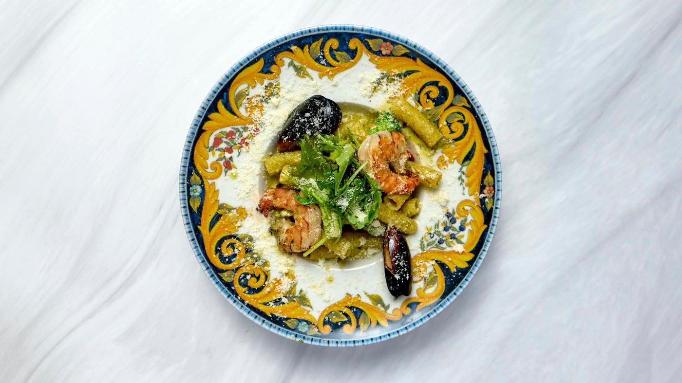 Skaldjurspasta med räkor och musslor